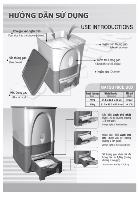 Thùng gạo Duy Tân thông minh 25kg