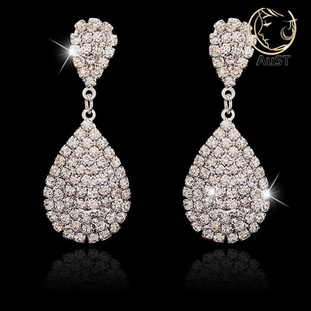 Khuyên Tai Nữ Hình Giọt Nước Đính Đá Thời Trang