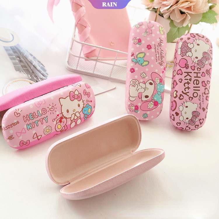 SANRIO Hộp Đựng Mắt Kính Bằng Da PU Họa Tiết Hoạt Hình Cinnamoroll Kuromi Đáng Yêu Chống Rơi Vỡ