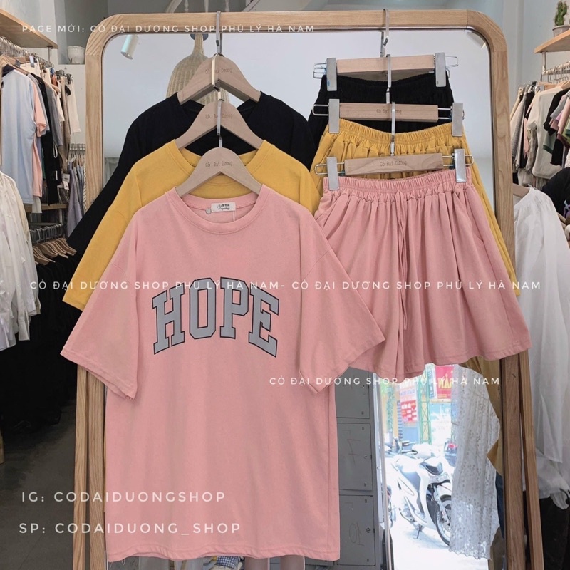 Bộ Đùi Nữ [FREESHIP] Set Đồ Nữ HOPE-Bộ Quần Short Đùi Áo Form Rộng Tay Lỡ, Sooc Phông Mặc Ở Nhà Ulzzang