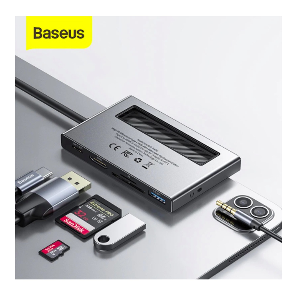 Baseus USB Hub C Hub chuyển sang HDMI Cổng PD USB 3.0 100W tương thích cho iPad Pro 2020 Bộ chuyển đổi Hub USB 7 trong 1