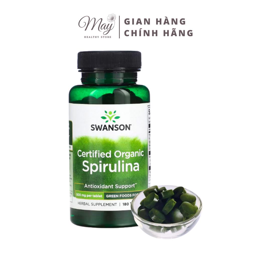 Viên Uống Swanson Certified Organic Spirulina Tảo Xoắn Hữu Cơ Chống Oxy Hóa