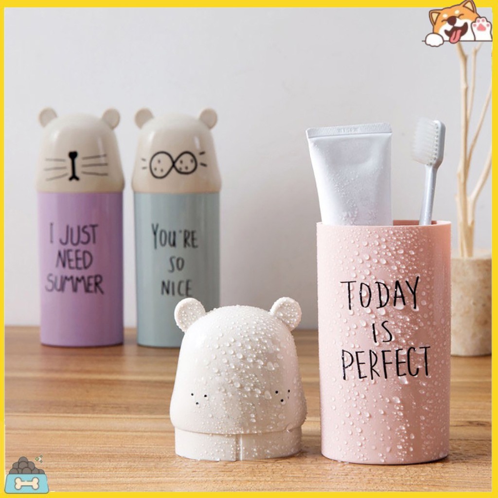 SPBS_Portable Travel Bathroom Cartoon Water Cup Mug Toothbrush Toothpaste Holder