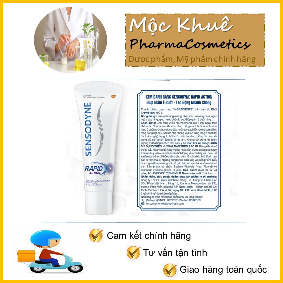 Sensodyne chống ê buốt Repair Protect Deep Repair và Rapid action kem đánh răng Sensodyne răng nhạy cảm 100g sx Thái Lan