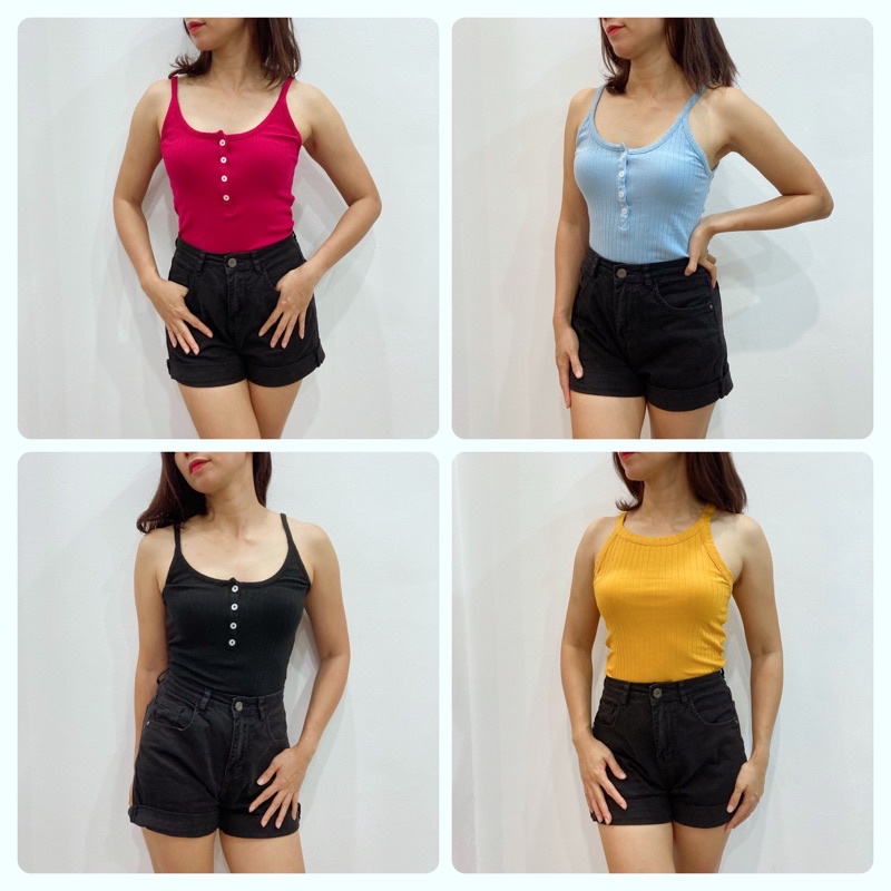 [Nhiều Mầu]Áo Hai Dây Áo Yếm Cotton Co Giãn Tốt Hàng Xuất Xịn
