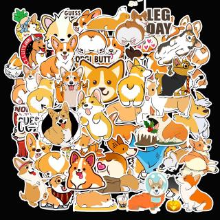 Set 50 hình dán trang trí thủ công họa tiết chó Corgi đáng yêu