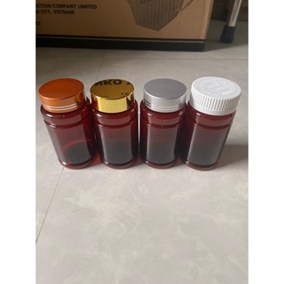 Vỏ lọ đựng dược phẩm thực phẩm chức năng 100cc pet nâu chọn nắp