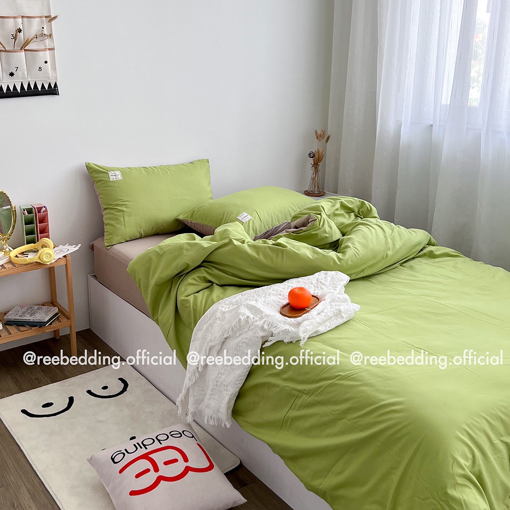 Bộ chăn ga gối Cotton TC REE Bedding Xanh cốm đủ size giường nệm CTC150