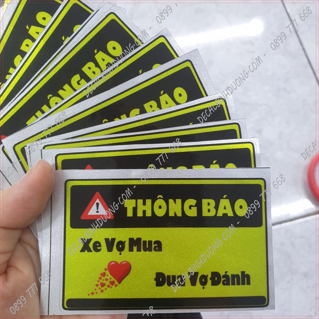 [SIÊU RẺ] Tem Dán Xe Máy - Sticker Thông Báo In Chrome Đẹp Nhất