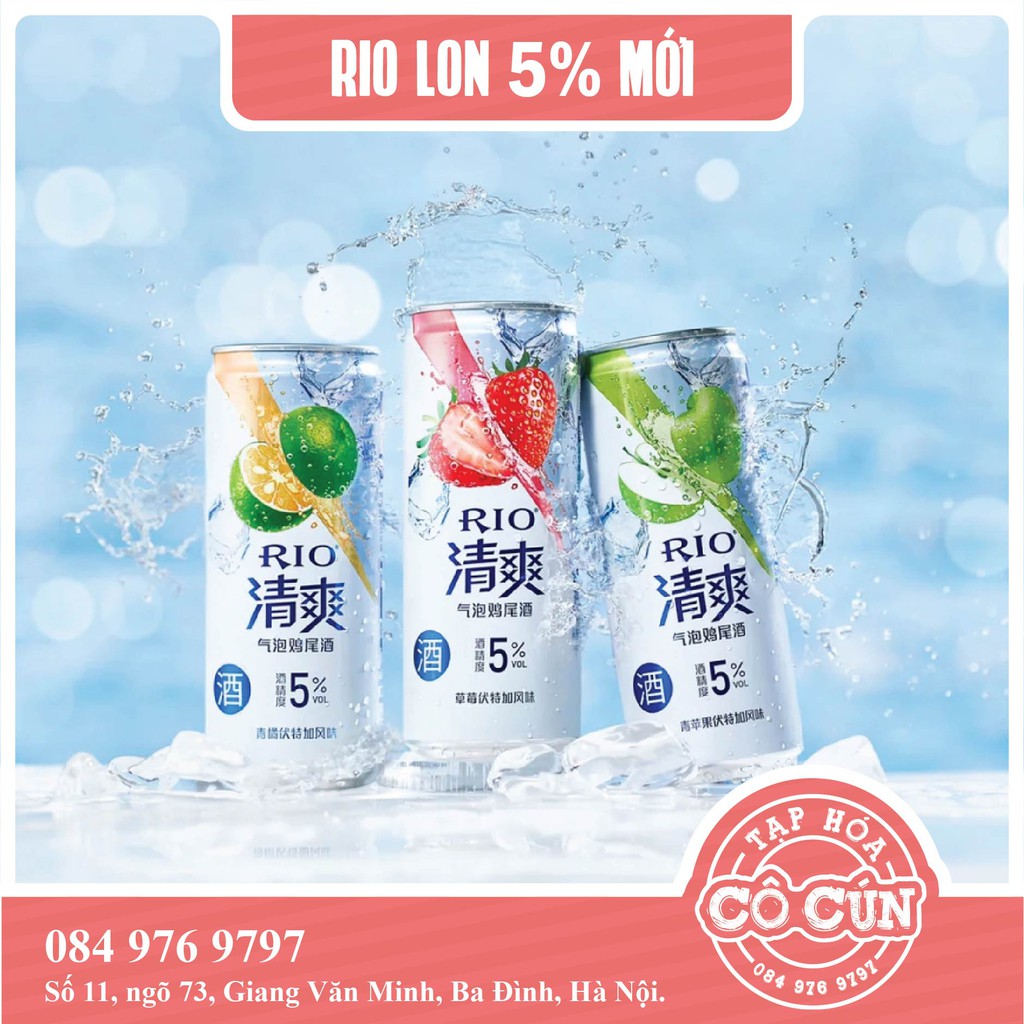 Cocktail Hoa quả cao cấp RIO - Lon 330ml độ cồn 5% - Đủ vị