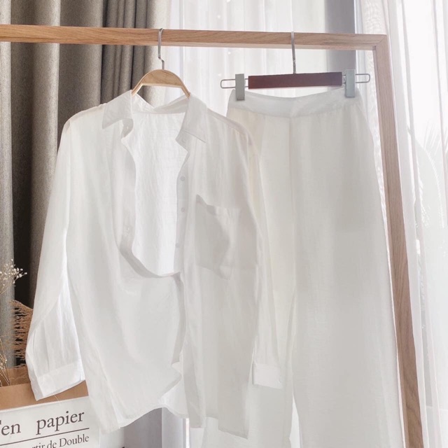 SÉT SƠ MI TRẮNG 2 TÚI + QUẦN SUÔNG | BigBuy360 - bigbuy360.vn