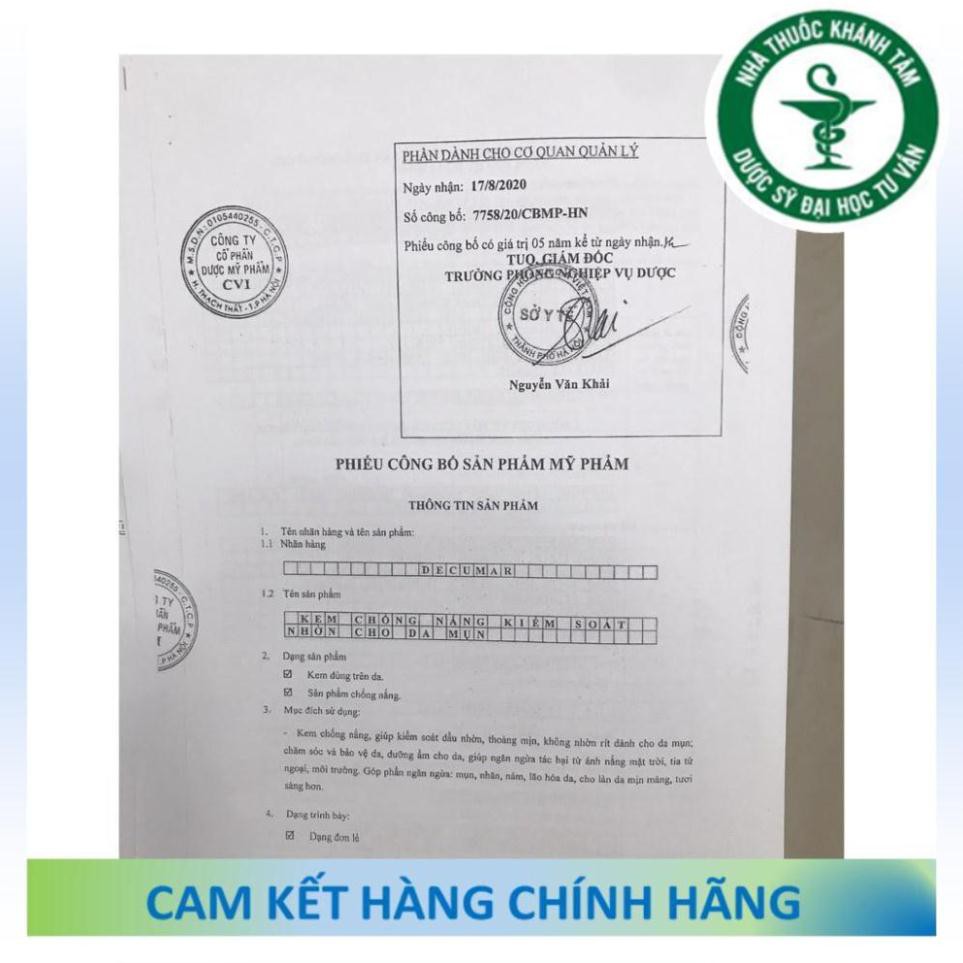 ! ! [New_Decumar Advanced] Kem chống nắng kiểm soát nhờn cho da mụn, ngừa mụn (Chai 50g) [Decuma, sunblock]