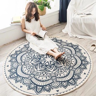 Passion Thảm trải sàn Canvas Tròn Tua Rua Scadivian Thổ Cẩm