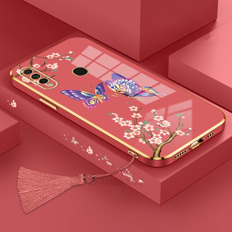 ốp lưng oppo a31 a8 Ốp Điện Thoại Silicon Họa Tiết Bươm Bướm Kèm Dây Đeo Cho oppo a31 a8