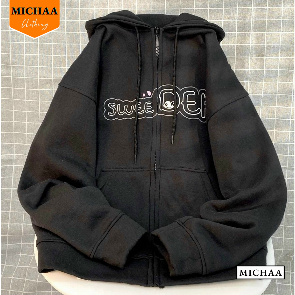 Áo Khoác Nỉ SWEEDER Nam Nữ Ulzzang Unisex Tay Rộng, Áo Khoác Dây Kéo Form Rộng - MICHAA