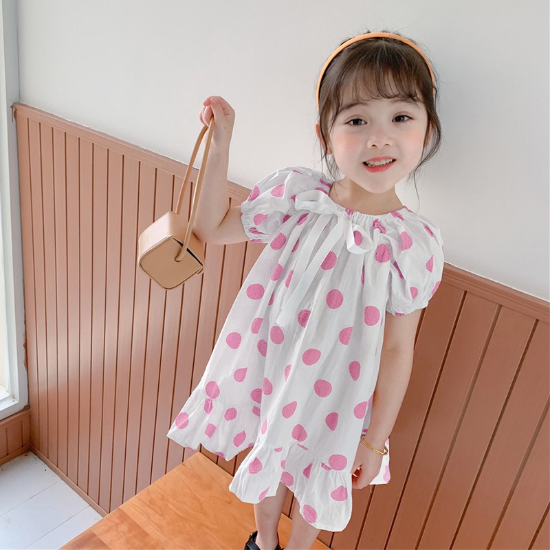 Đầm Công Chúa Chấm Bi Đáng Yêu Hợp Thời Trang Cho Bé Gái