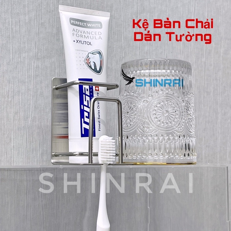 Giá Để Bàn Chải , Tuýp Kem , Cốc Đánh Răng Nhà Tắm INOX304 Size Bé Dán Tường