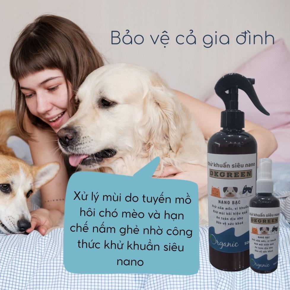 Chai xịt khử khuẩn siêu nano DKGREEN ECOPETS cho chó mèo khử mùi hôi thú cưng làm thơm khu vực chuồng - 100/500ml