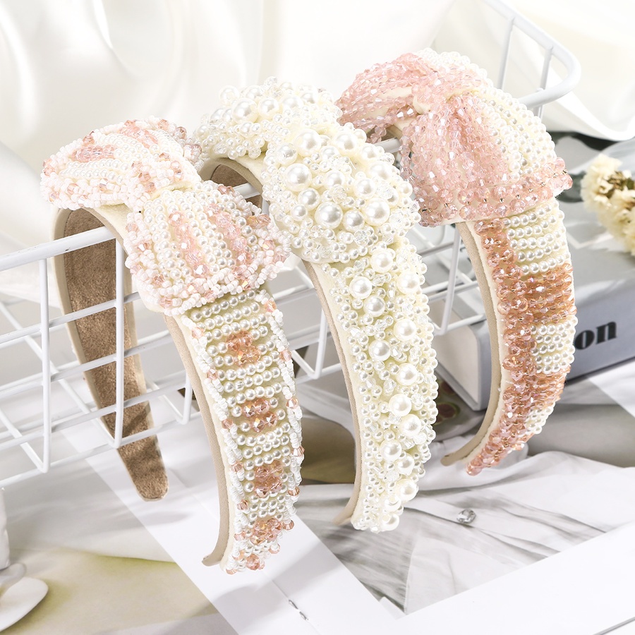 Mới Băng Đô Cài Tóc Bản Rộng Đính Hạt Ngọc Trai Thanh Lịch Cho Nữ