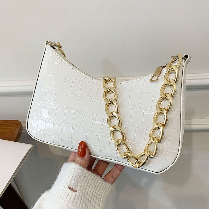 Túi đeo vai họa tiết da cá sấu thời trang mùa thu cho nữ 2021