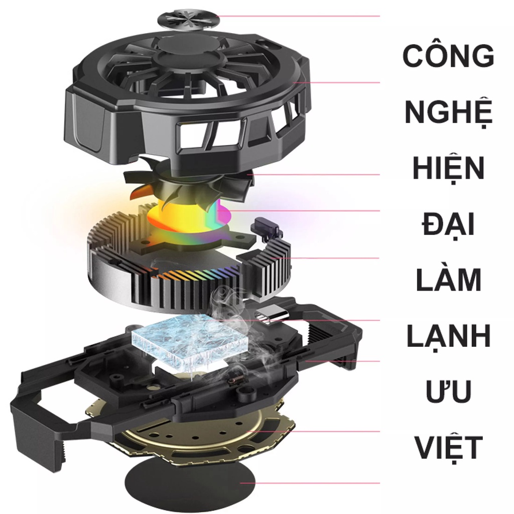 Quạt tản nhiệt điện thoại sò lạnh Smart Cooler có đèn led RGB siêu nhanh Tản nhiệt điện thoại mini giá rẻ