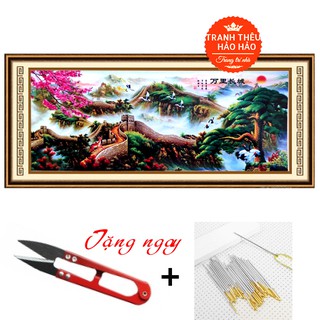 Tranh thêu giá rẻ vạn lý trường thành 151x66cm