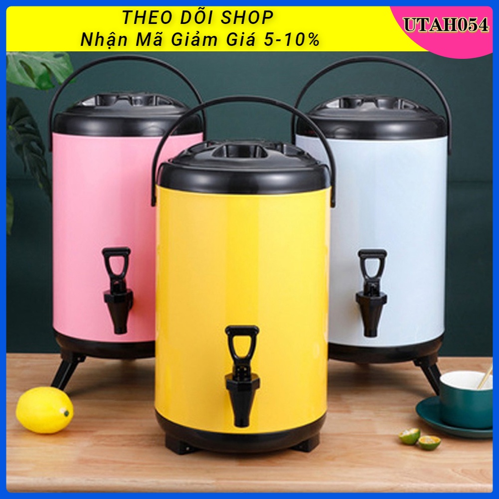 Bình giữ nhiệt ủ trà Inox, bình nước nóng lạnh có vòi, bình đựng nước chuyên dụng pha trà 8L Cho quán trà sữa【Utah054】