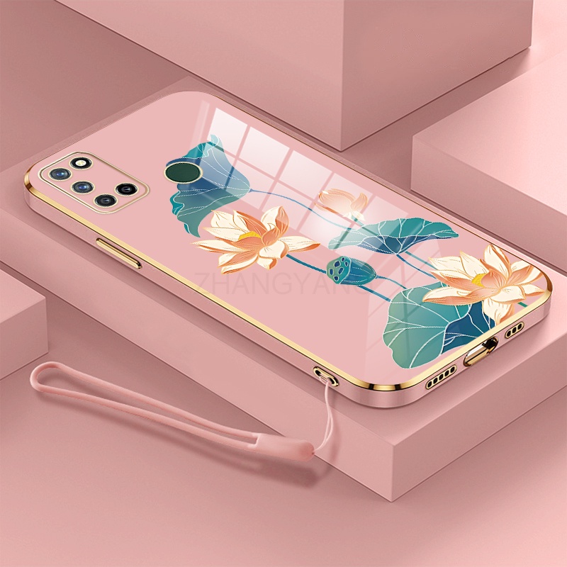 ốp lưng Realme 7i c17 ốp điện thoại Realme 7i c17 Ốp Điện Thoại TPU Dẻo Mạ Màu Họa Tiết Hoa Sen Sang Trọng