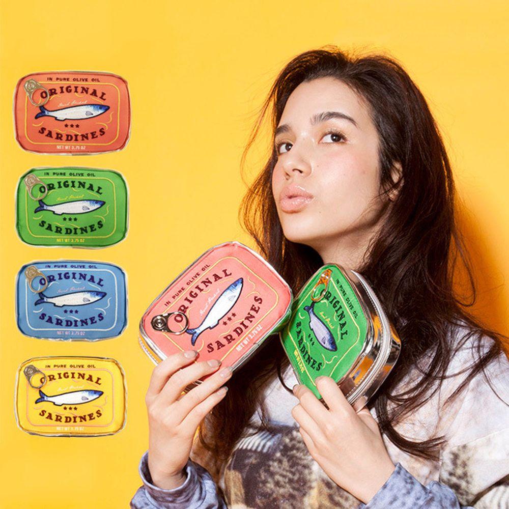 OCEANMAP Túi Da PU Đựng Mỹ Phẩm Sardines Thêu Họa Tiết Xinh Xắn Chống Thấm Nước Cho Nữ