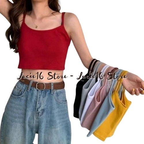 Áo croptop 2 dây trơn 4 màu năng động thể thao mẫu mới siêu xinh - lucie16.official