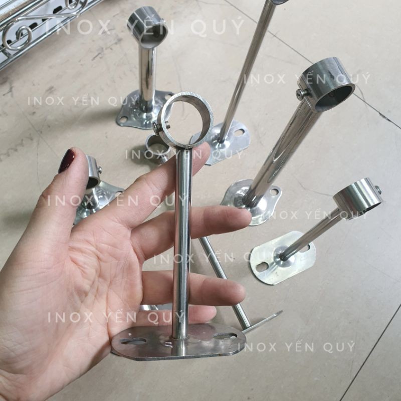 INOX304 Chân đỡ ống tròn phi 25 loại dài treo quần áo. CHÂN ĐỠ ỐNG TRÒN. CHÂN ĐỠ ỐNG RÈM. CỐC ĐỠ ỐNG PHI 25