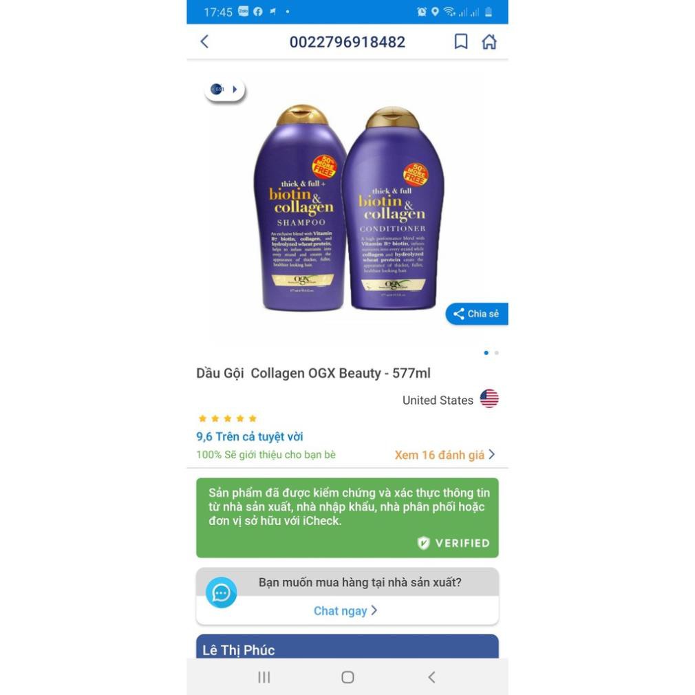 Dầu Gội Xả Biotin Collagen [Hàng Chính Hãng] Chống Rụng Tóc Và Kích Thích Mọc Tóc Nhanh, Hương Thơm Dịu, 577ml | BigBuy360 - bigbuy360.vn