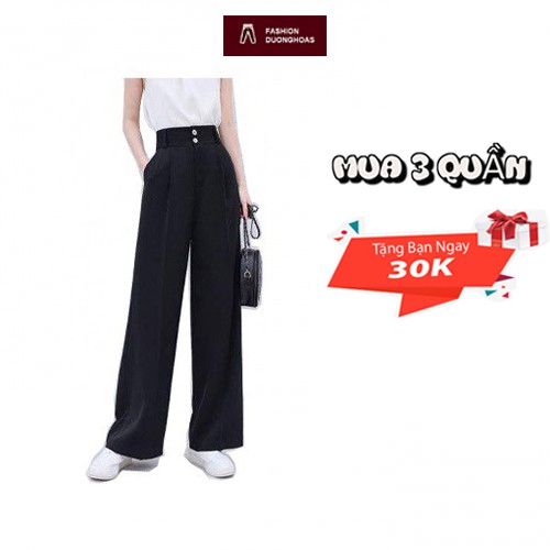 Quần Culottes Ống rộng Cao Cấp cạp cao hai cúc 002