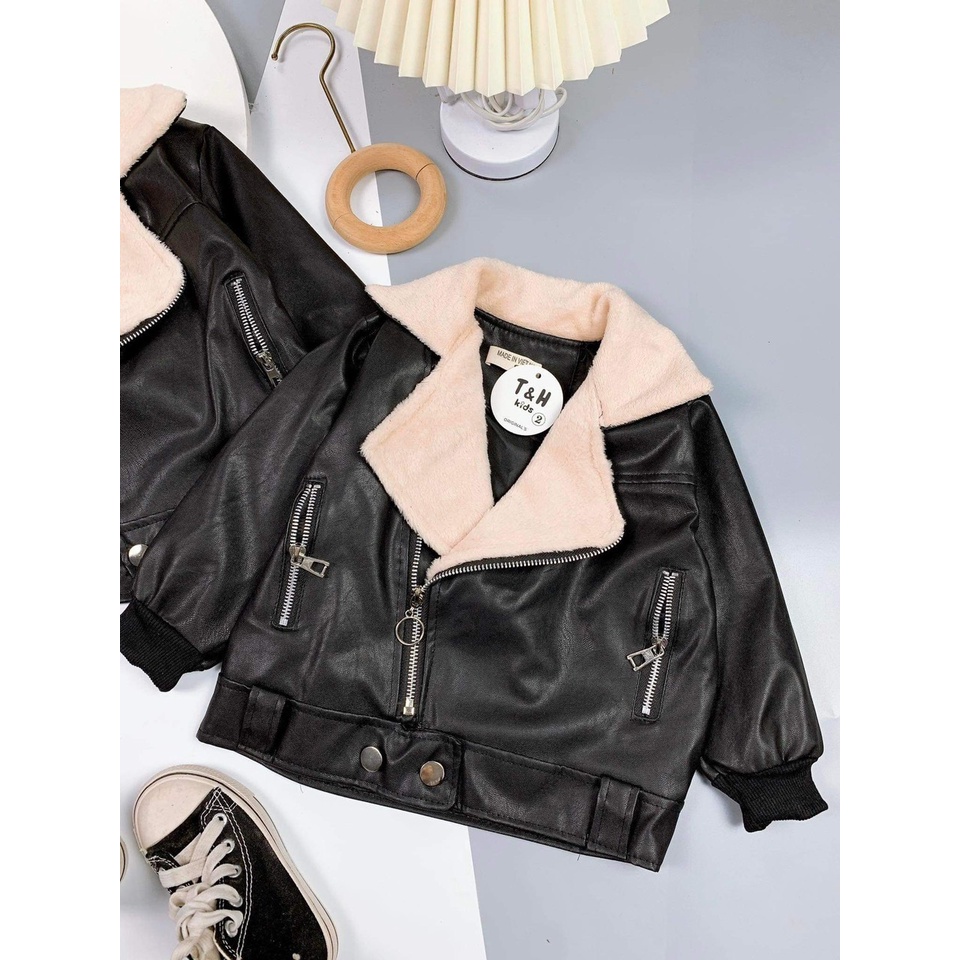 Áo da mỏng cổ lông Bipu dành cho bé siêu sinh dành cho bé diện đi chơi