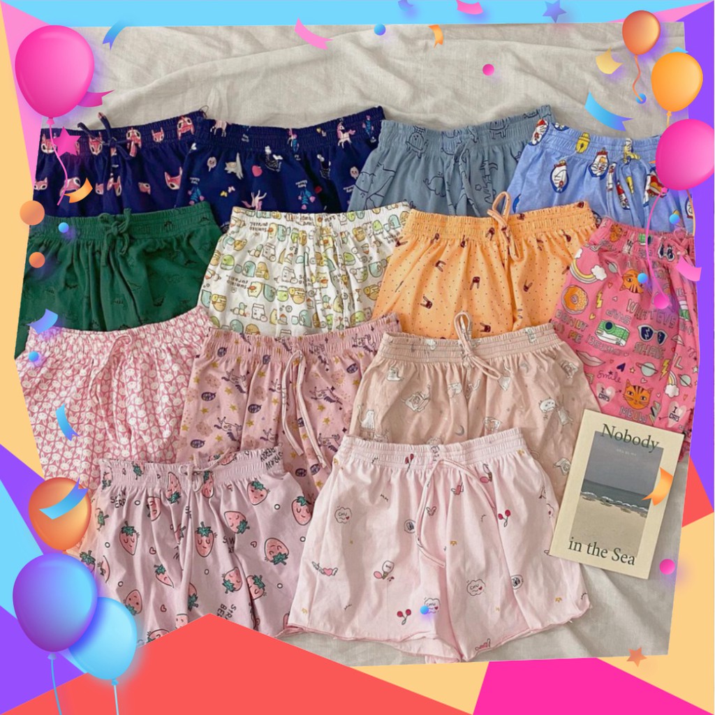 Quần Đùi Nữ Chạy Viền Icon 🦋 Quần Short Ngủ Nhiều Hình 🦋 Quần Đùi Nữ Thái họa tiết Chân Bèo Sooc hè