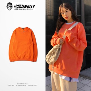 Áo Sweater Nelly trơn màu cam