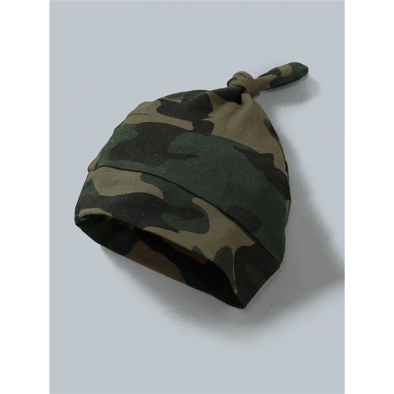 Set trang phục 3 món Mikrdoo gồm áo liền quần tay dài in chữ + quần họa tiết rằn ri + mũ thời trang mùa thu cho bé trai