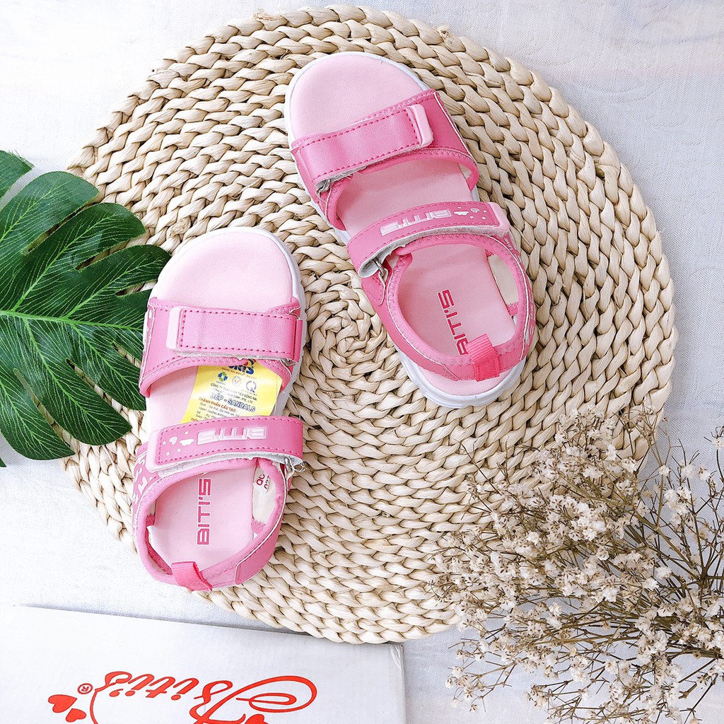 Sandal bé gái 23-29 Dép quai hậu bé gái họa tiết lá cách điệu, quai dán  DEG000300