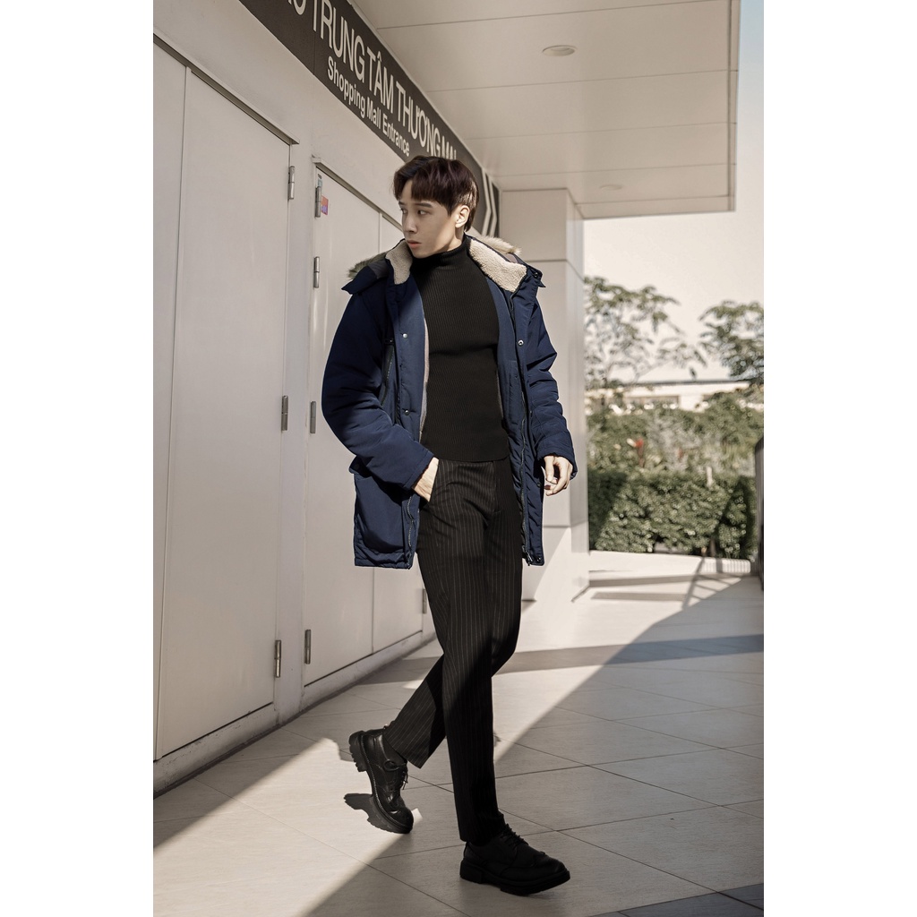 Áo Khoác Parka Gió Trần Bông Xanh Navy Trơn, Chất Liệu Gió Lót Bông 3 Lớp – CEFFYLO