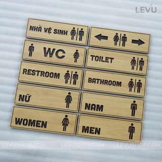 10 Mẫu bảng WC Toilet bằng Gỗ cao cấp LEVU-TL29 dán cửa nhà vệ sinh có sẵn keo
