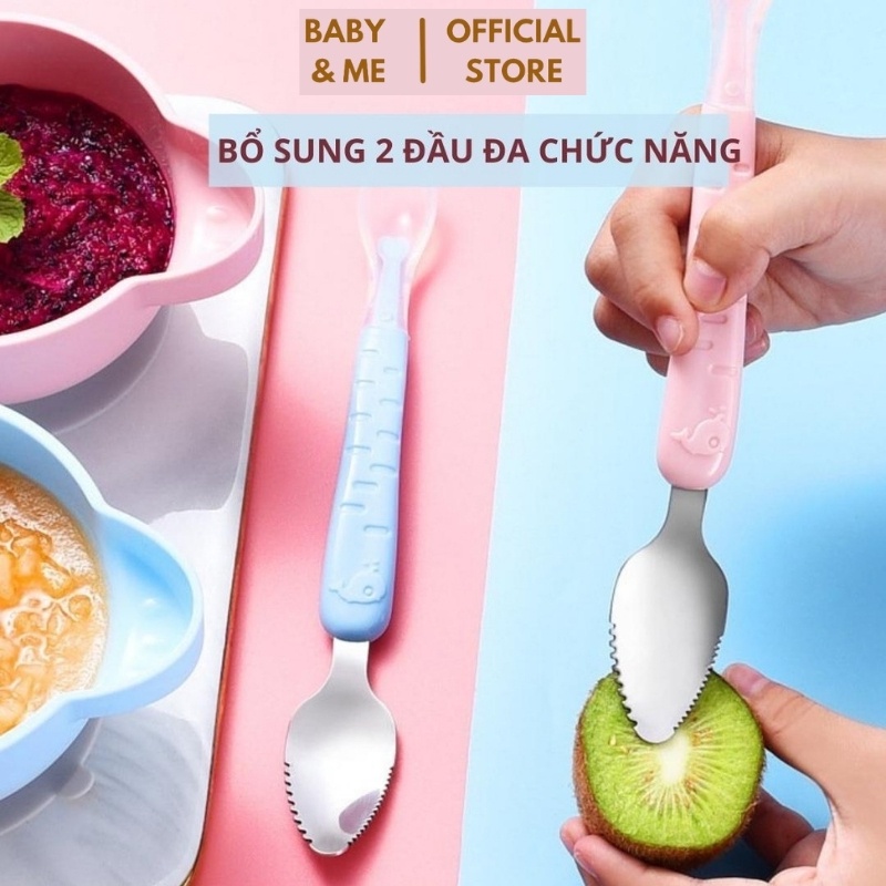 Thìa nạo hoa quả 2 đầu 2in1 silicon giúp bé ăn dặm Baby And Me