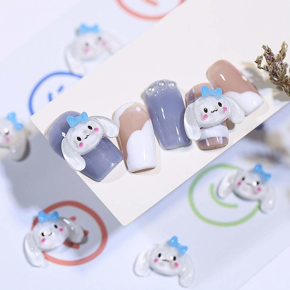 Phụ Kiện Trang Trí Móng Tay Nhiều Màu Hình Chú Chó Tai To Dễ Thương