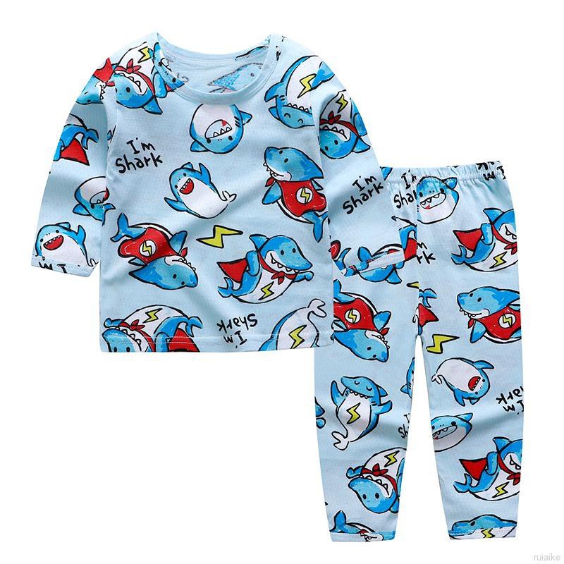 Bộ Pijama Dài Tay In Hình Hoạt Hình Cho Bé Từ 0-5 Tuổi