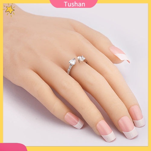 Nhẫn đeo tay kim loại hình trái tim đính đá xinh xắn cho nữ
