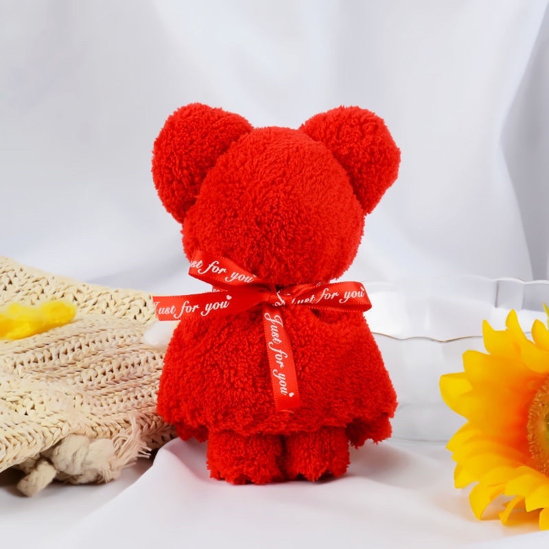 Khăn mặt gấp hình gấu teddy, quà tặng sinh nhật, 8/3, 20/10, valentine cho nam và nữ, size 30x30cm