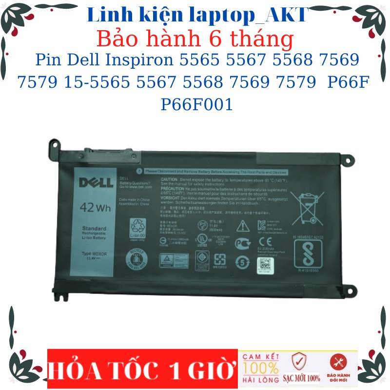 Pin laptop Dell Inspiron 5565 5567 5568 7569 7579 15-5565 5567 5568 7569 7579  P66F  P66F001- Pin WD