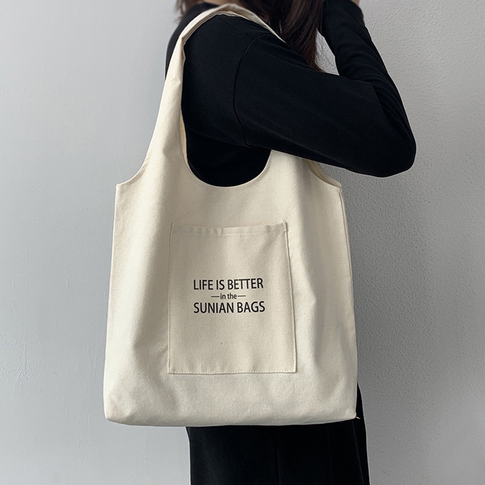 Túi tote vải canvas đi học đi chơi thời trang giá rẻ có túi nhỏ in hình đẹp