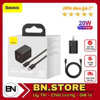 Bộ cốc cáp sạc nhanh 20w qc3.0 pd si cho ip12, củ sạc nhanh ip12 baseus 20w super si mini usb c hỗ trợ sạc nhanh qc 3.0