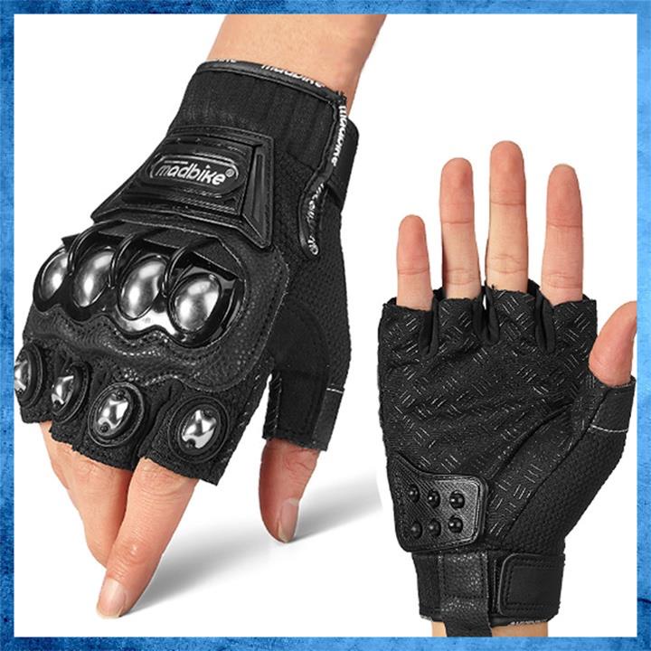 Găng Tay Xe Máy, Bao Tay Đi Phượt Madbike Cụt Ngón Có Gù Thép Bảo Vệ Chuyên Moto