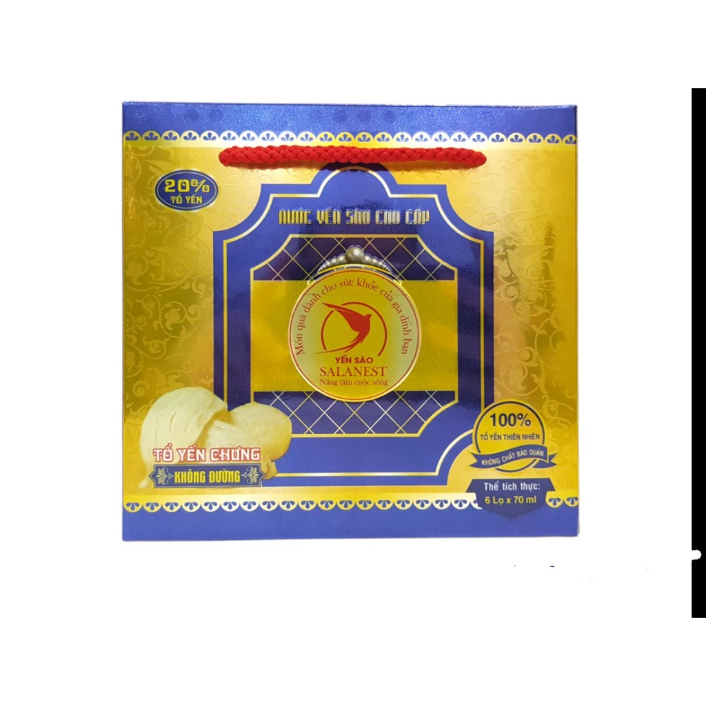 Yến chưng không đường Salanest 20% tố yến x 6 hủ / hộp - sức khỏe vàng cho mọi nhà